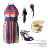 Jackie Print Dress with Spotted Feather Dangle Earrings