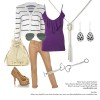 Purple Spaghetti Top with Faux Lariat Necklace