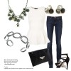Peplum White Top with Balls Necklace